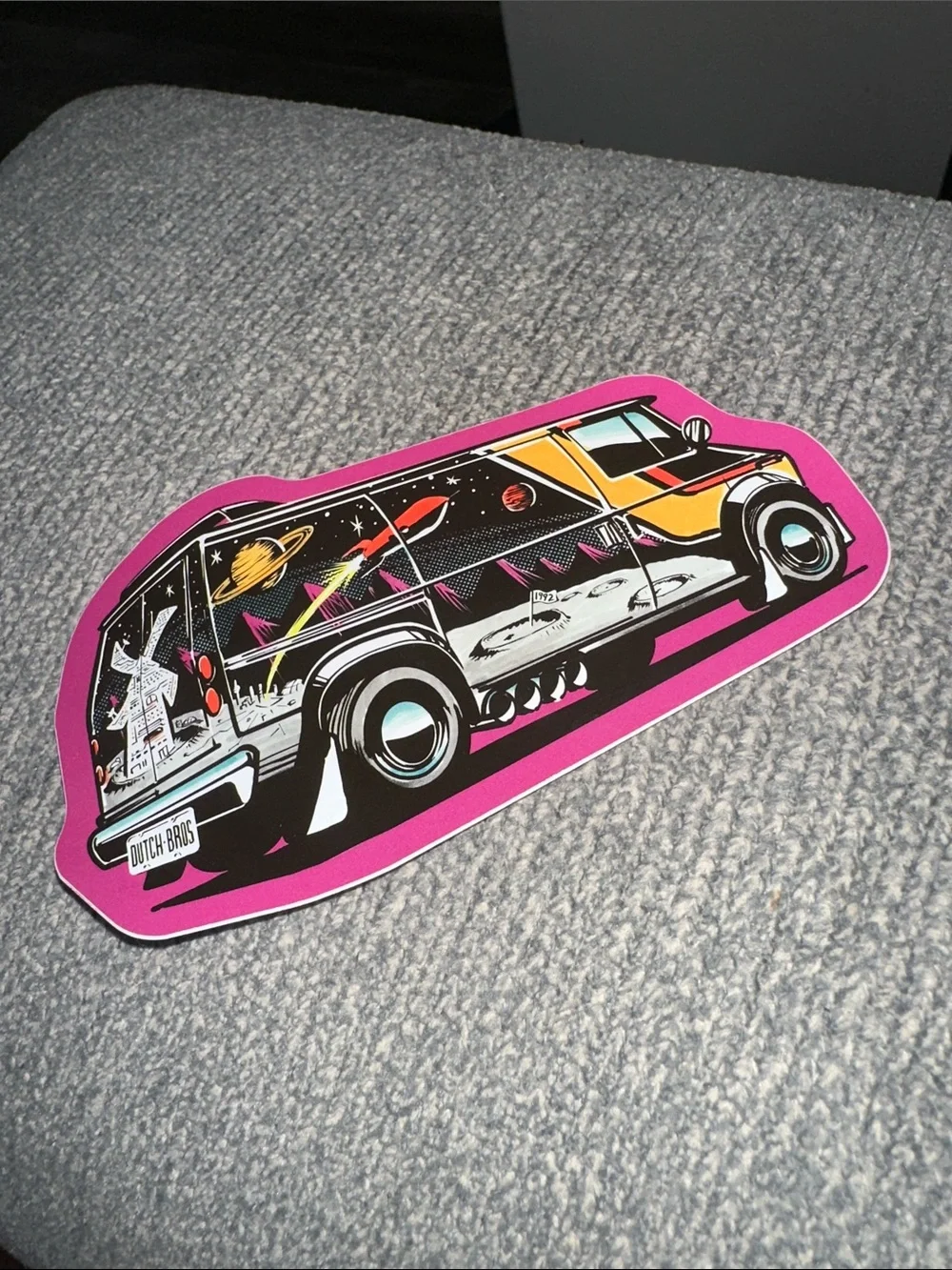 Dutch Bros Pink Black Space Van Sticker